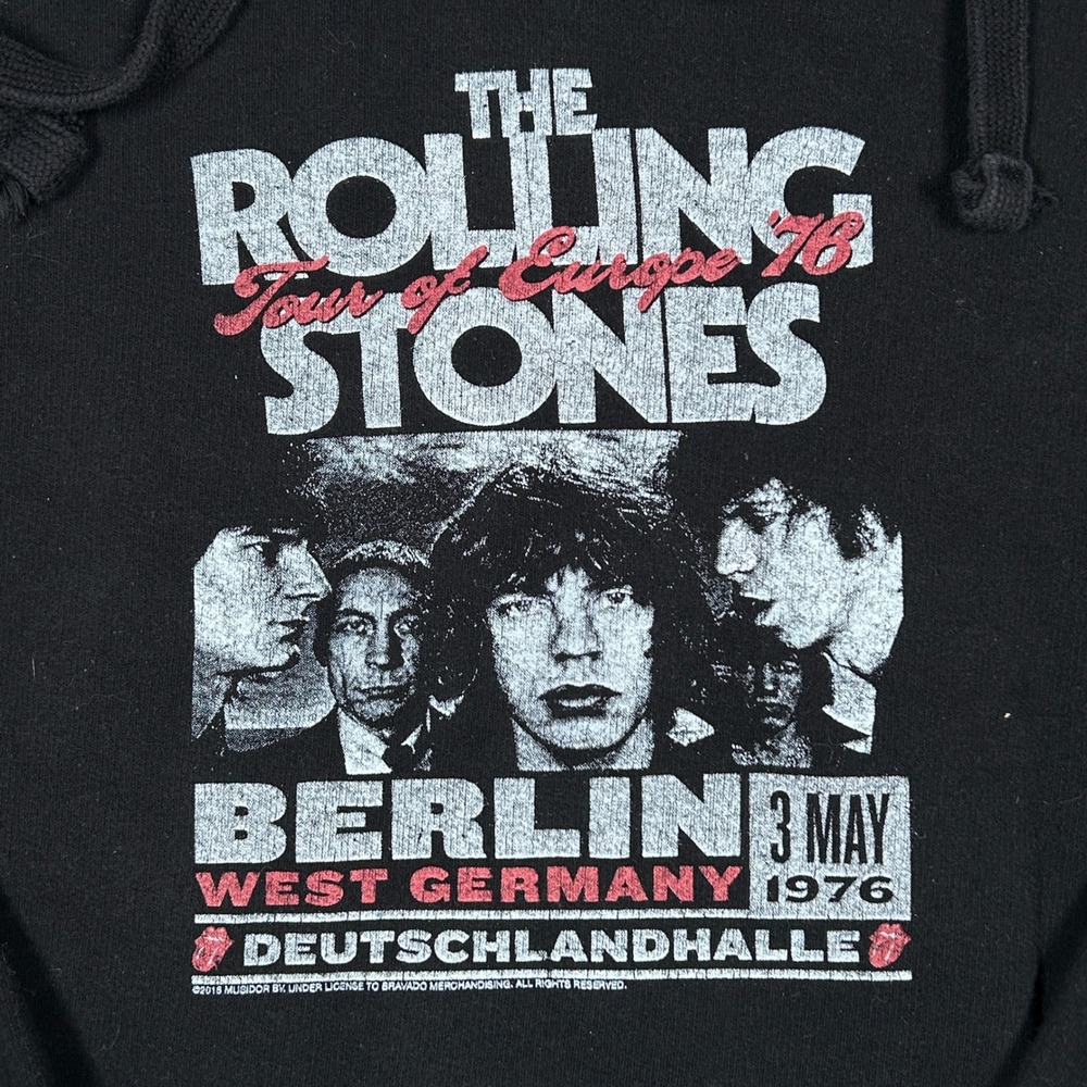 The Rolling Stones Hoodie Mens Large Black Tour of Europe 76 Berlin Rock Band - Picture 3 of 14